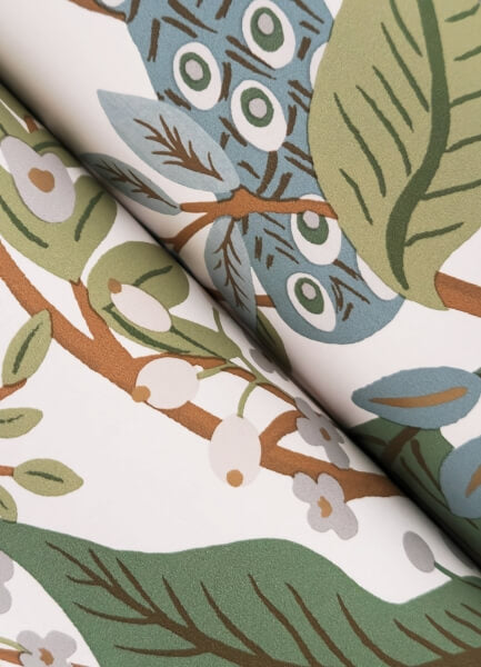 Peacock Garden White Peel & Stick Wallpaper
