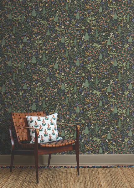 Woodland Black Peel & Stick Wallpaper