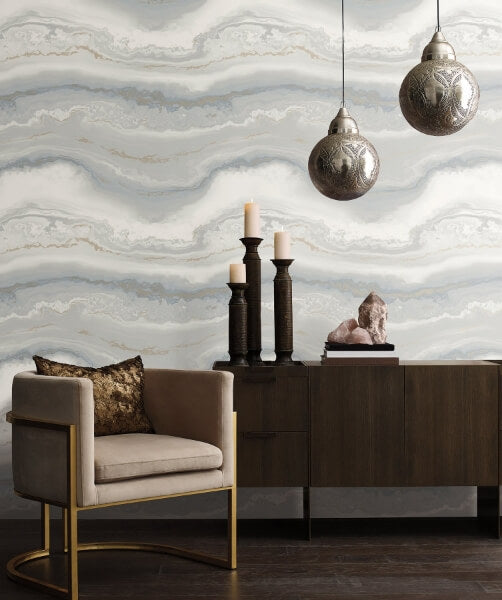 Shifting Sands Slate Blue Peel & Stick Wallpaper