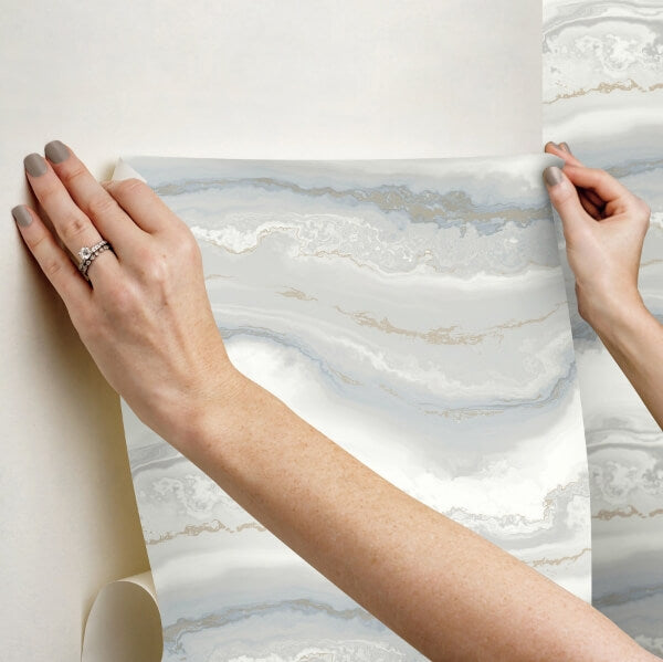 Shifting Sands Slate Blue Peel & Stick Wallpaper