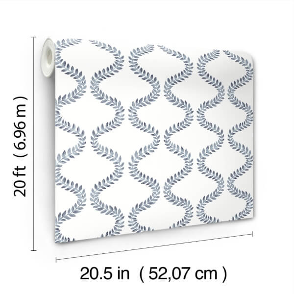 Florentine Blue Vine Trellis Peel & Stick Wallpaper