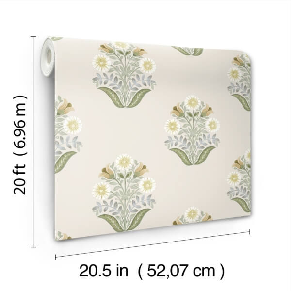 Sophie Sage Floral Medallion Peel & Stick Wallpaper