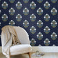 Sophie Navy Floral Medallion Peel & Stick Wallpaper