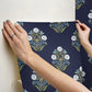 Sophie Navy Floral Medallion Peel & Stick Wallpaper