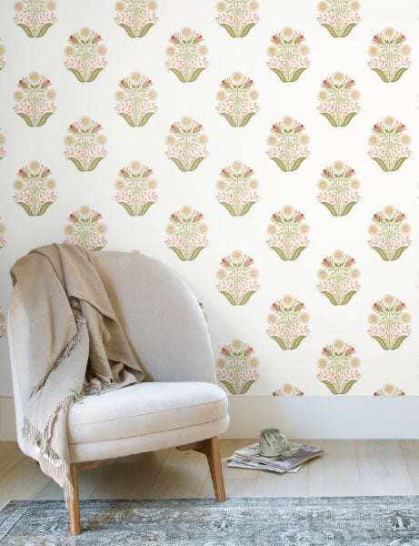 Sophie Pink Floral Medallion Peel & Stick Wallpaper
