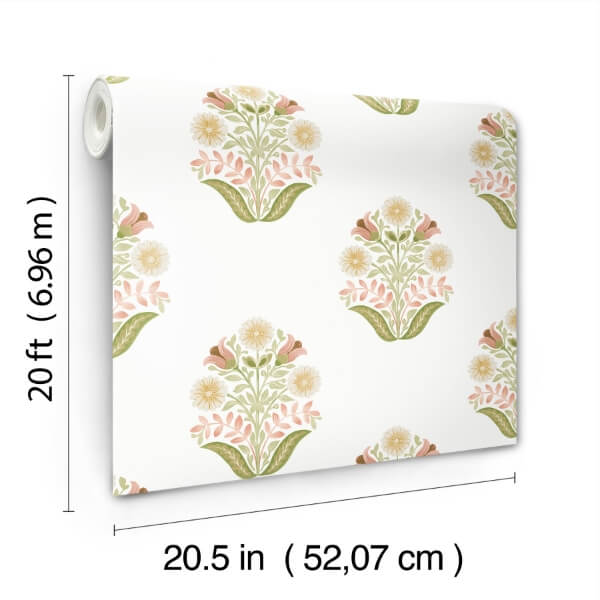 Sophie Pink Floral Medallion Peel & Stick Wallpaper
