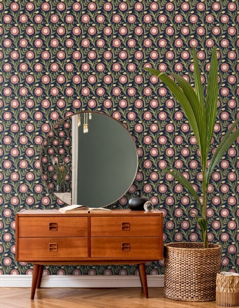 Lillian Blue Floral Vine Peel & Stick Wallpaper