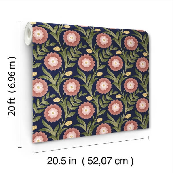 Lillian Blue Floral Vine Peel & Stick Wallpaper