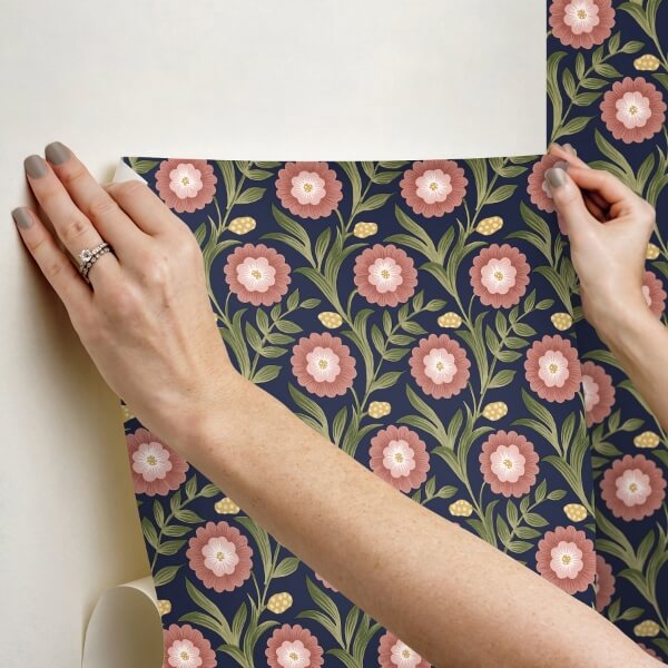 Lillian Blue Floral Vine Peel & Stick Wallpaper