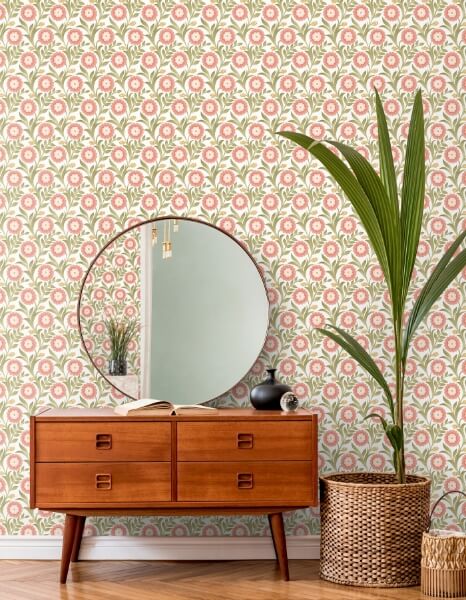 Lillian Pink Floral Vine Peel & Stick Wallpaper