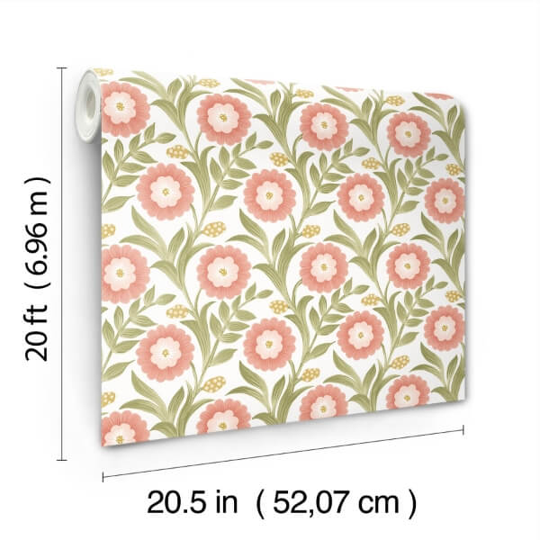 Lillian Pink Floral Vine Peel & Stick Wallpaper