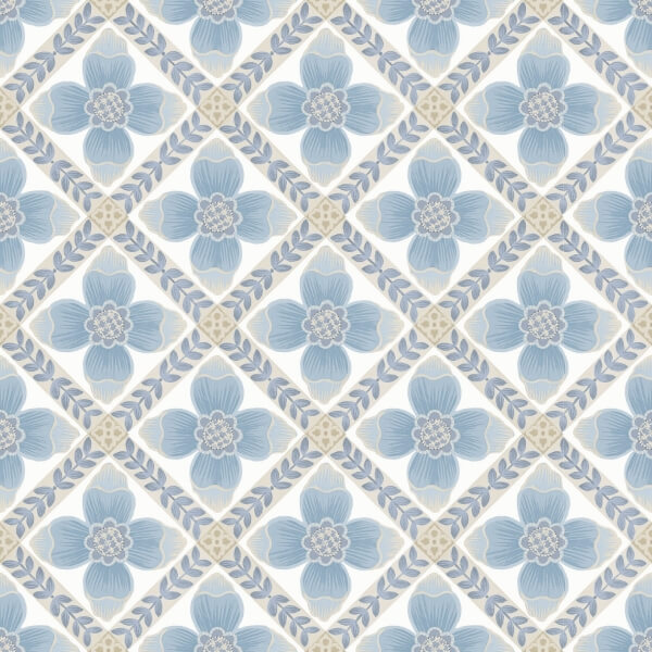 Mimi Blue Quilted Floral Peel & Stick Wallpaper