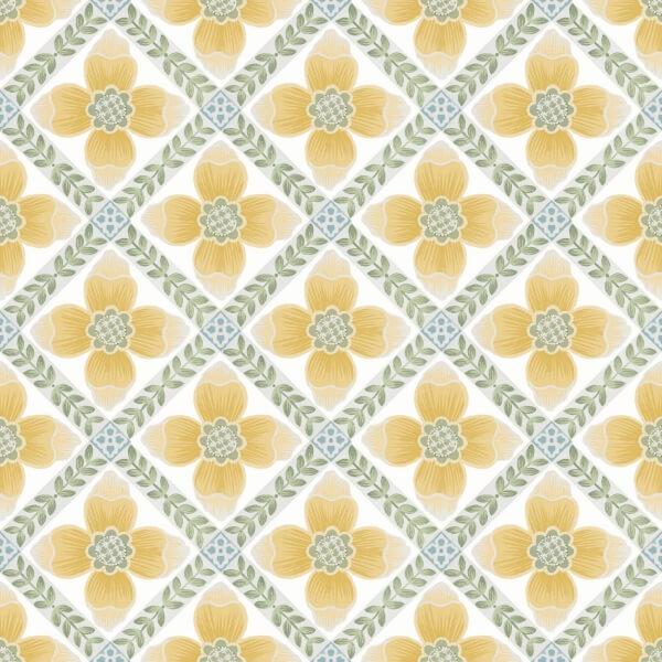 Mimi Yellow Quilted Floral Peel & Stick Wallpaper