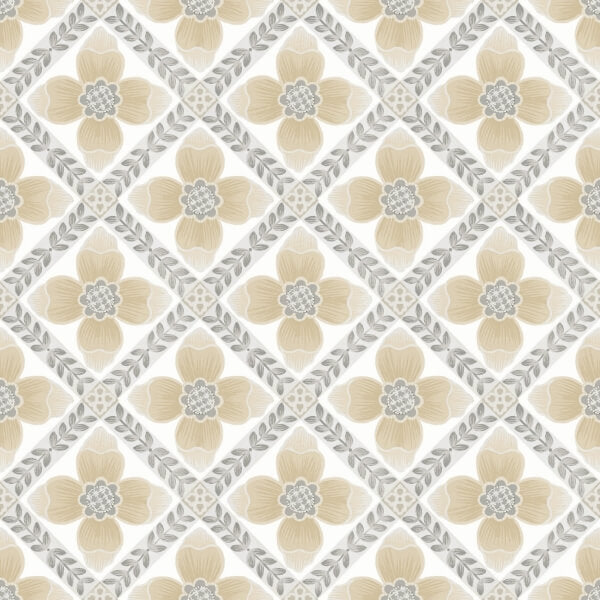 Mimi Neutral Quilted Floral Peel & Stick Wallpaper