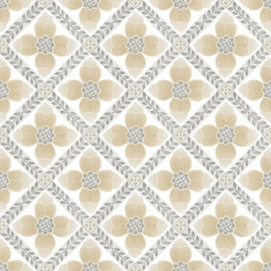 Mimi Neutral Quilted Floral Peel & Stick Wallpaper