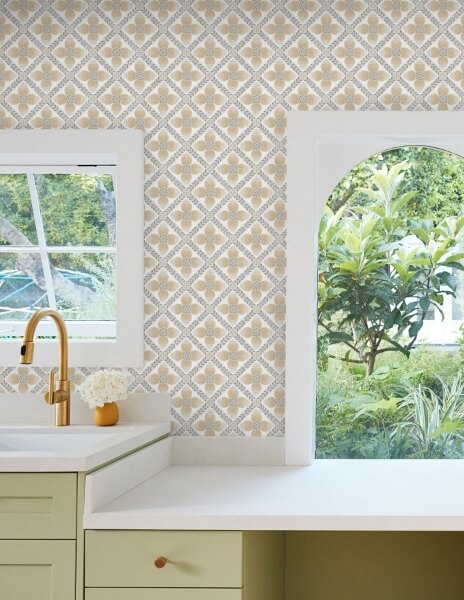 Mimi Neutral Quilted Floral Peel & Stick Wallpaper