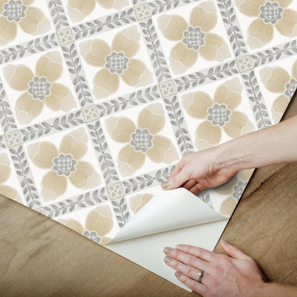 Mimi Neutral Quilted Floral Peel & Stick Wallpaper