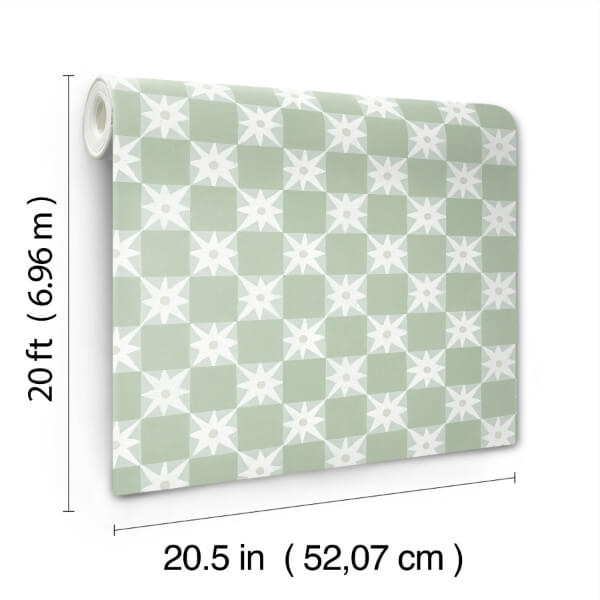 Stardust Green Checkerboard Peel & Stick Wallpaper