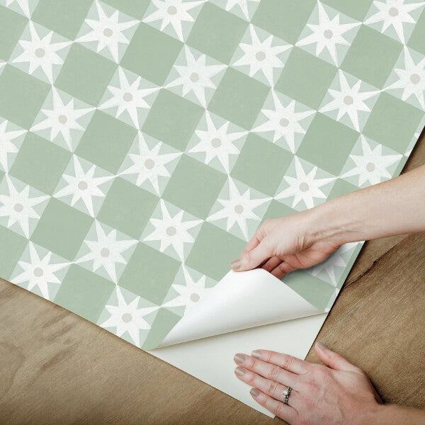 Stardust Green Checkerboard Peel & Stick Wallpaper