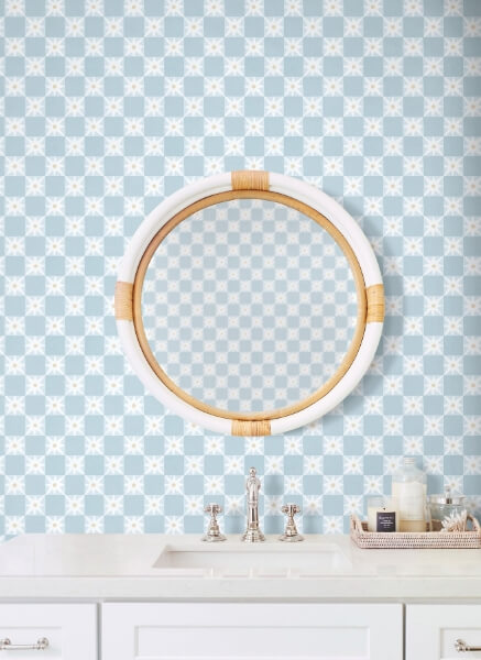 Stardust Blue Checkerboard Peel & Stick Wallpaper