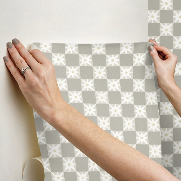 Stardust Warm Grey Checkerboard Peel & Stick Wallpaper