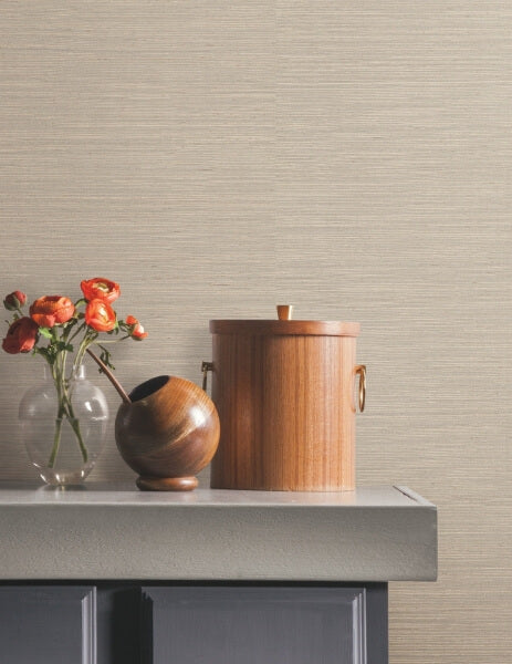 Natural Sisal Warm Grey Peel & Stick Grasscloth Wallpaper