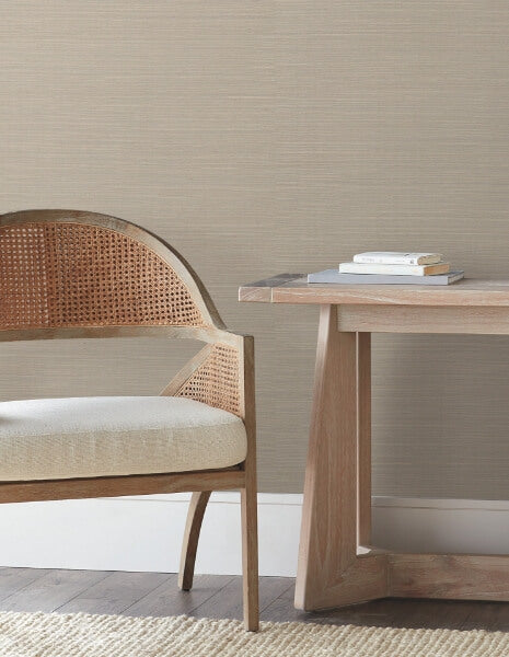 Natural Sisal Warm Grey Peel & Stick Grasscloth Wallpaper