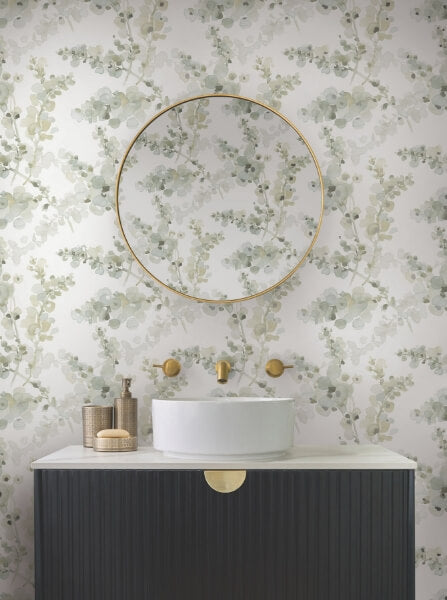 Blossom Fling Mineral Green Peel & Stick Wallpaper