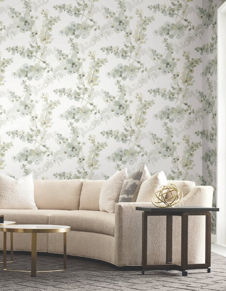Blossom Fling Mineral Green Peel & Stick Wallpaper