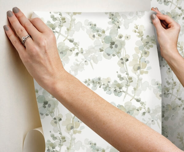 Blossom Fling Mineral Green Peel & Stick Wallpaper