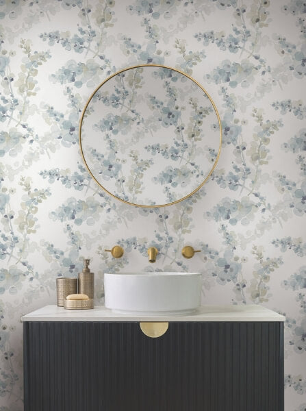 Blossom Fling Blue Peel & Stick Wallpaper