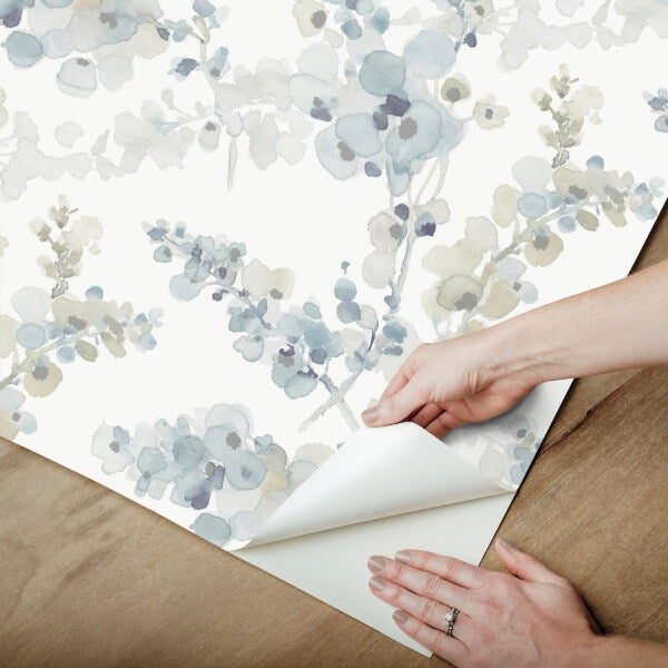 Blossom Fling Blue Peel & Stick Wallpaper