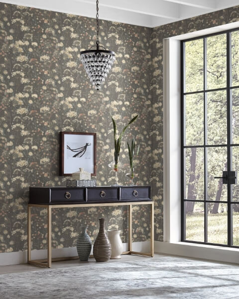 Botanical Fantasy Red & Blue Peel & Stick Wallpaper