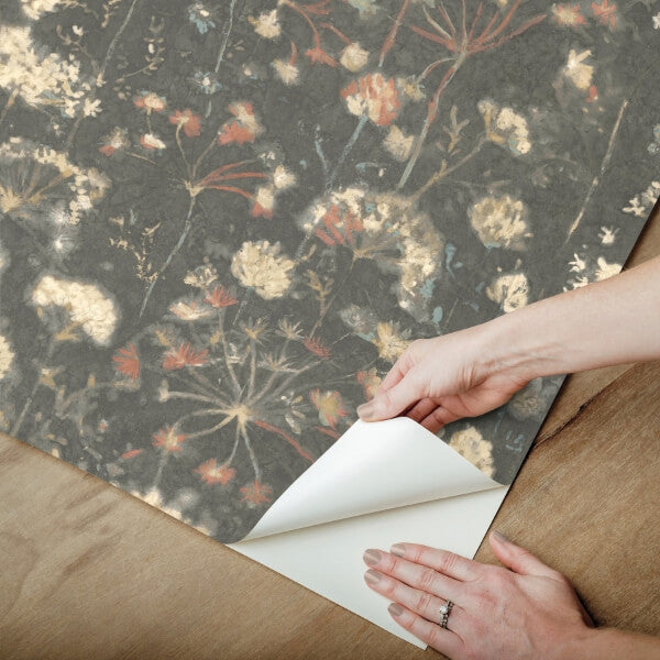 Botanical Fantasy Red & Blue Peel & Stick Wallpaper