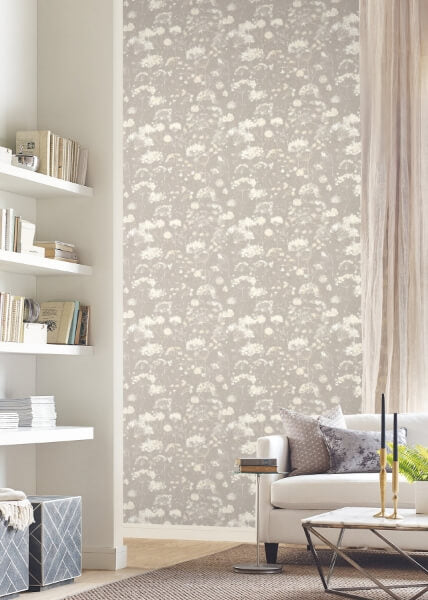 Botanical Fantasy Soft Taupe Peel & Stick Wallpaper