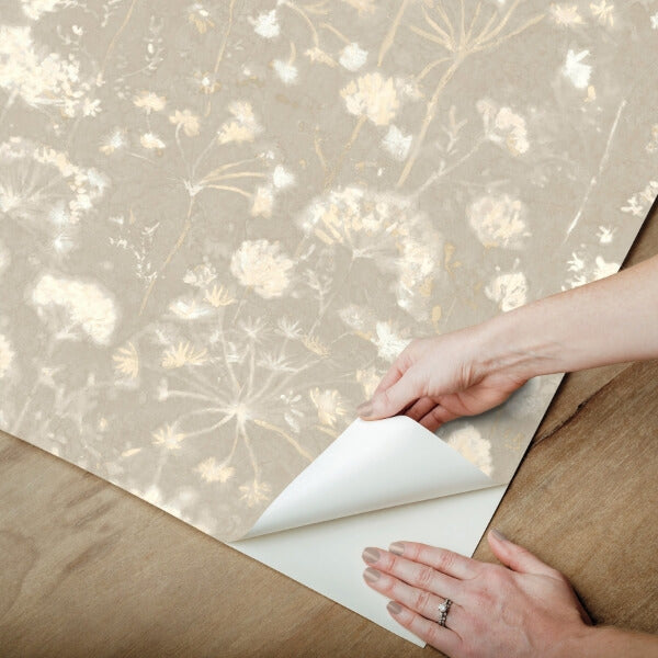 Botanical Fantasy Soft Taupe Peel & Stick Wallpaper
