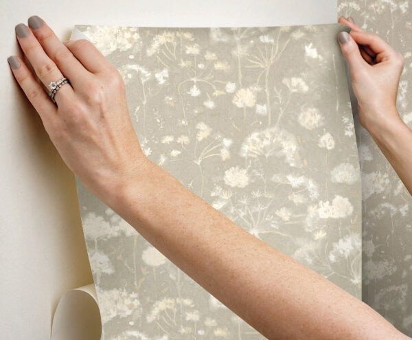 Botanical Fantasy Soft Taupe Peel & Stick Wallpaper