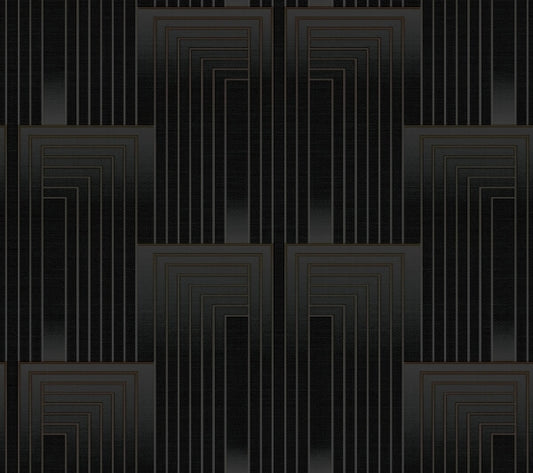 Vanishing Black & Copper Peel & Stick Wallpaper