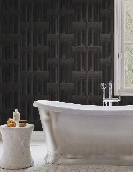 Vanishing Black & Copper Peel & Stick Wallpaper