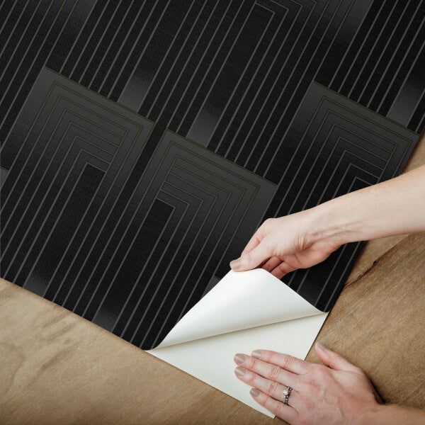 Vanishing Black & Copper Peel & Stick Wallpaper