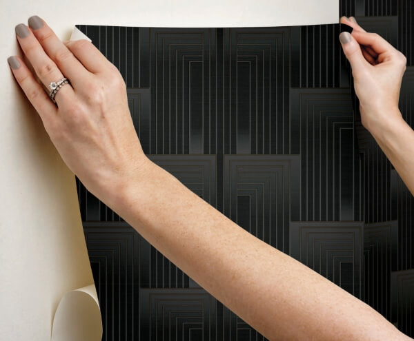 Vanishing Black & Copper Peel & Stick Wallpaper