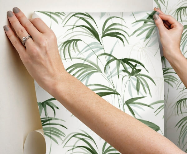 Inky Palms Green Peel & Stick Wallpaper