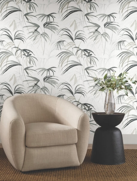 Inky Palms Black Peel & Stick Wallpaper