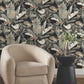 Tropical Cabana Black Peel & Stick Wallpaper
