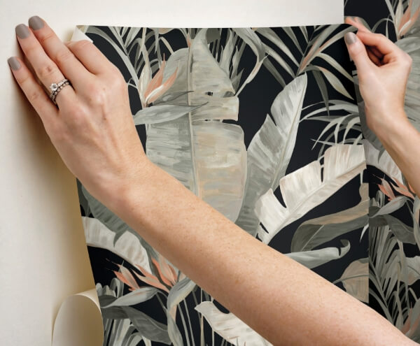Tropical Cabana Black Peel & Stick Wallpaper