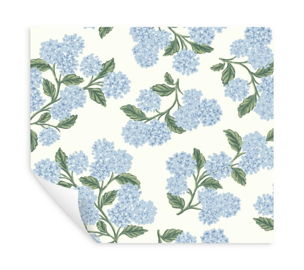 Hydrangea Blue & White Peel & Stick Wallpaper