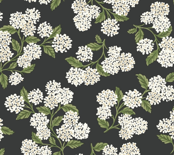 Hydrangea Black & White Peel & Stick Wallpaper