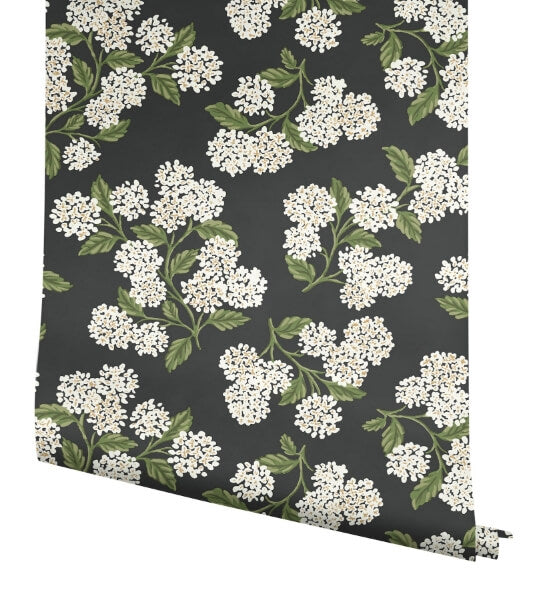 Hydrangea Black & White Peel & Stick Wallpaper