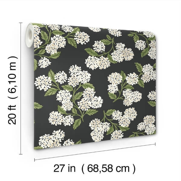Hydrangea Black & White Peel & Stick Wallpaper