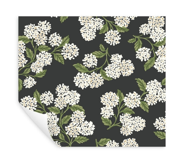 Hydrangea Black & White Peel & Stick Wallpaper